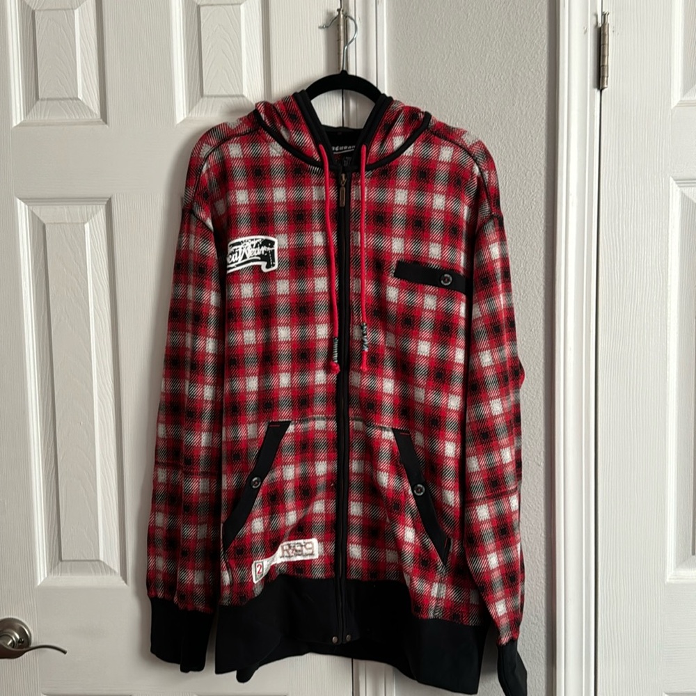 Vintage Rocawear Red Checkered zip up hoodie Large